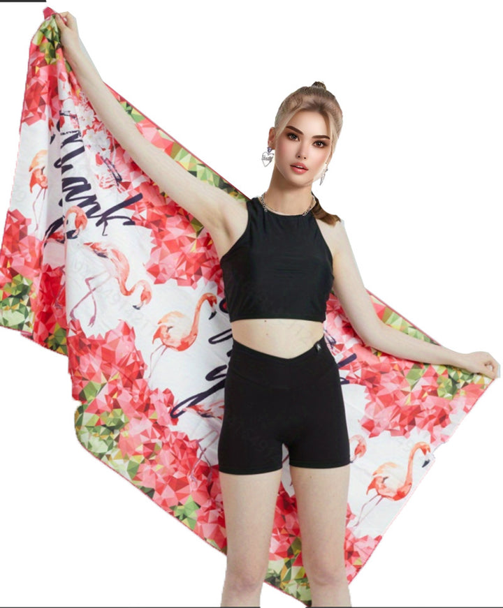 Women's beach towel with colorful flamingo pattern Bowlift