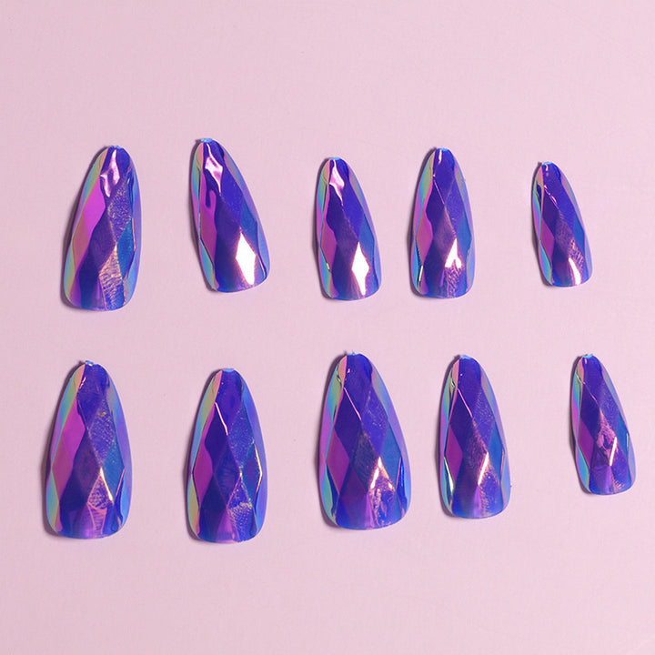 Artistic Press-On Nail Set with Geometric Design Bowlift