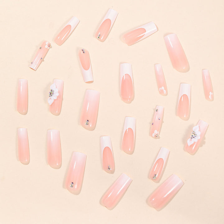 Elegant Floral Acrylic Nail Extensions Bowlift