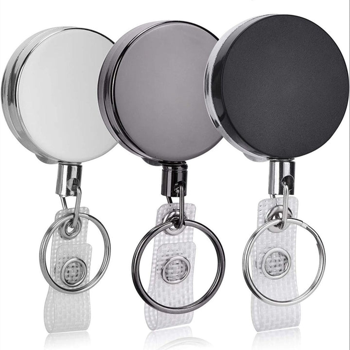 Retractable Metal Clip ID Badge Reel and Clear Card Holder Set Bowlift