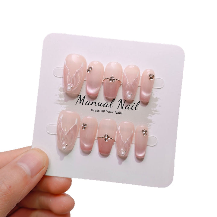 Elegant French Tip Press-On Nails Bowlift