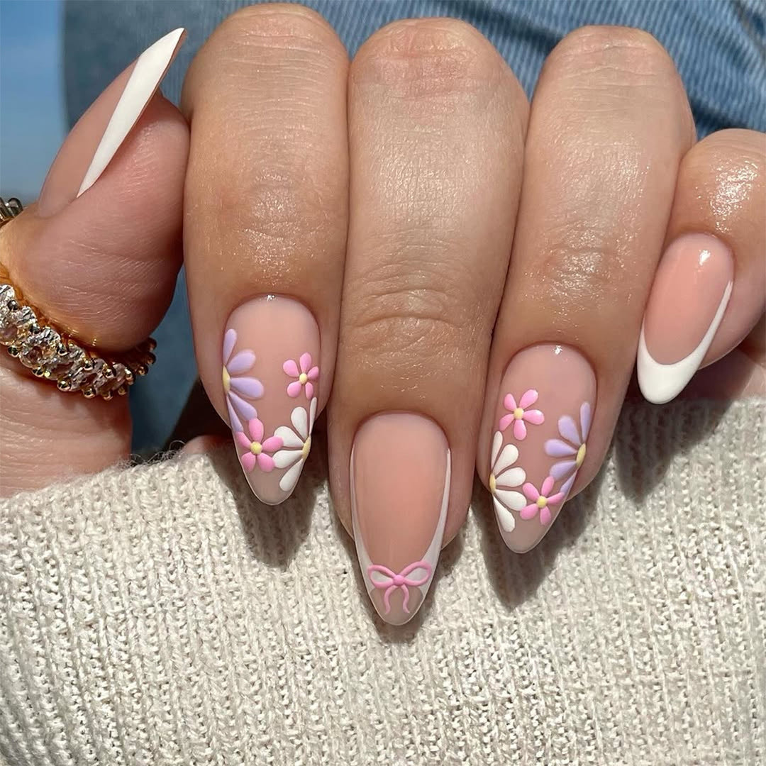 Artful Nail Art with Floral Decorations Bowlift