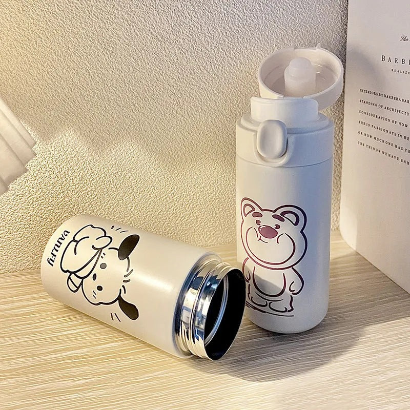 Ladies insulated drinking bottle with secure closure system and creative design Bowlift