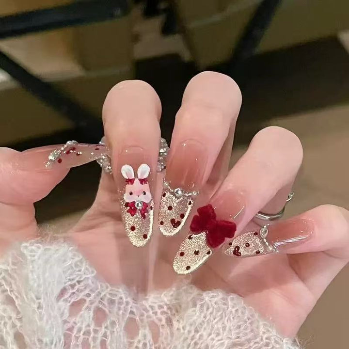 Elegant Floral Design Press-On Nail Extensions Bowlift