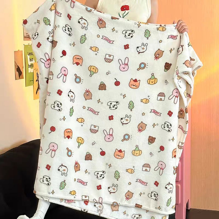 Cartoon-Themed Plush Throw Blanket