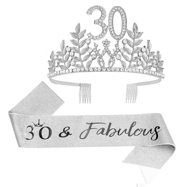 Women's Glamorous Birthday Crown with Shining Rhinestones Bowlift