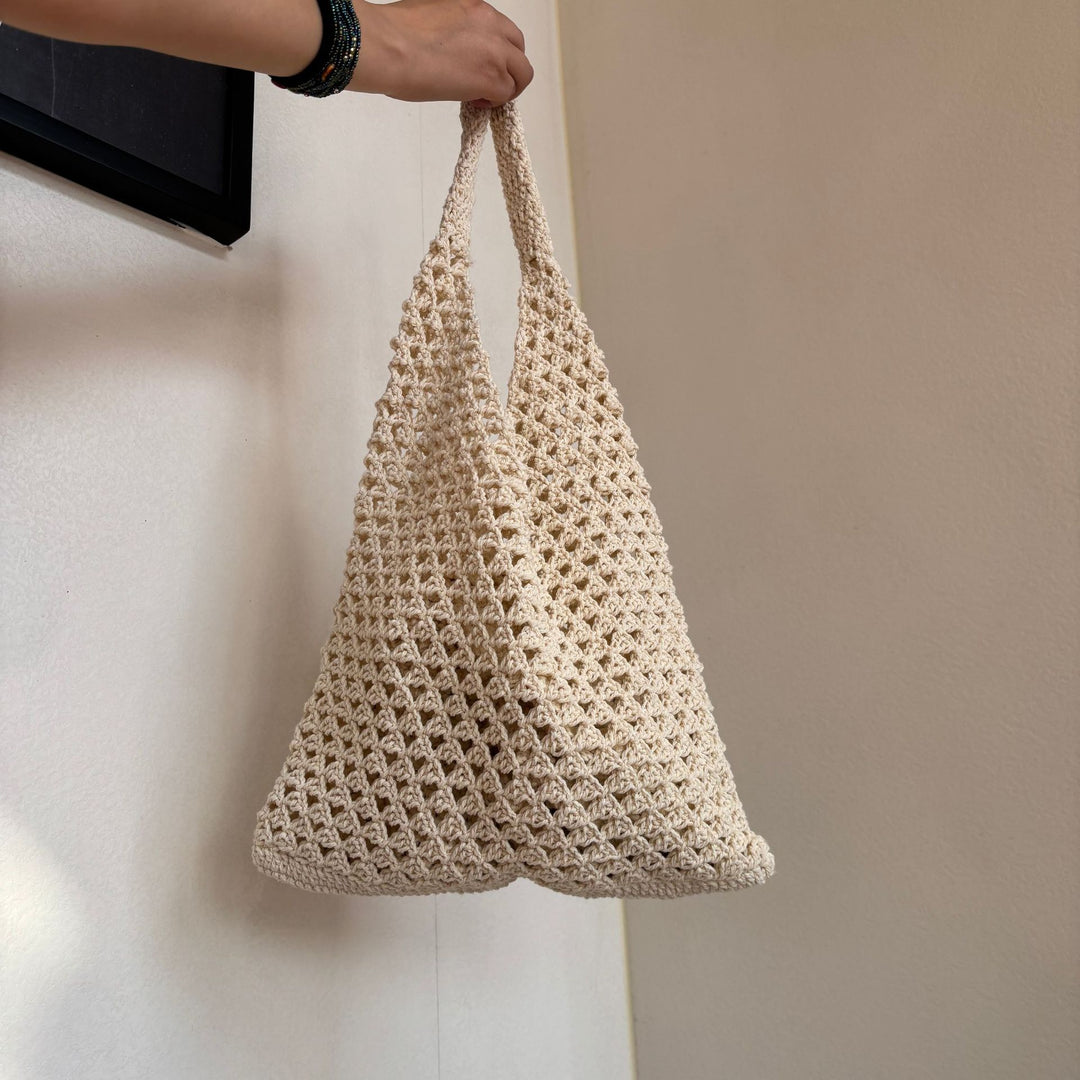 Hand-knotted net tote bag with comfortable double handles Bowlift