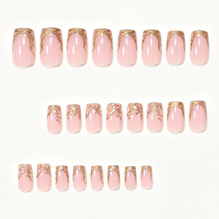 Elegant Gold Foil Acrylic Nail Art Set Bowlift