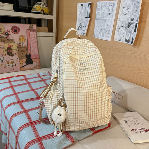 Stylish Checked Pattern Backpack