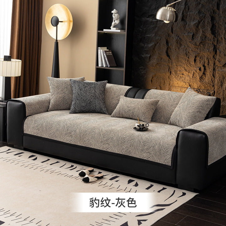 Modern Stretch Sofa Slipcover Set with Herringbone Chevron Texture Bowlift