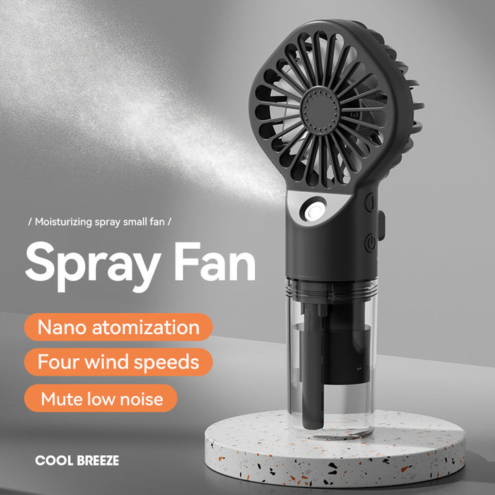 Cooling handheld misting fan with nano-atomizing water reservoir Bowlift