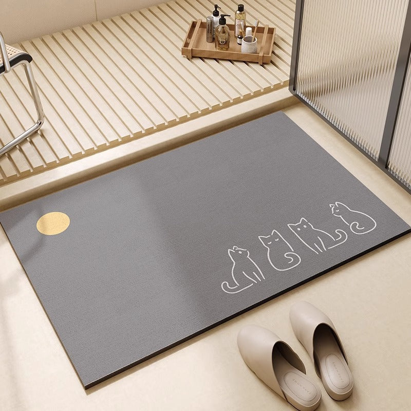Artistic Cat-Themed Bath Mat Bowlift