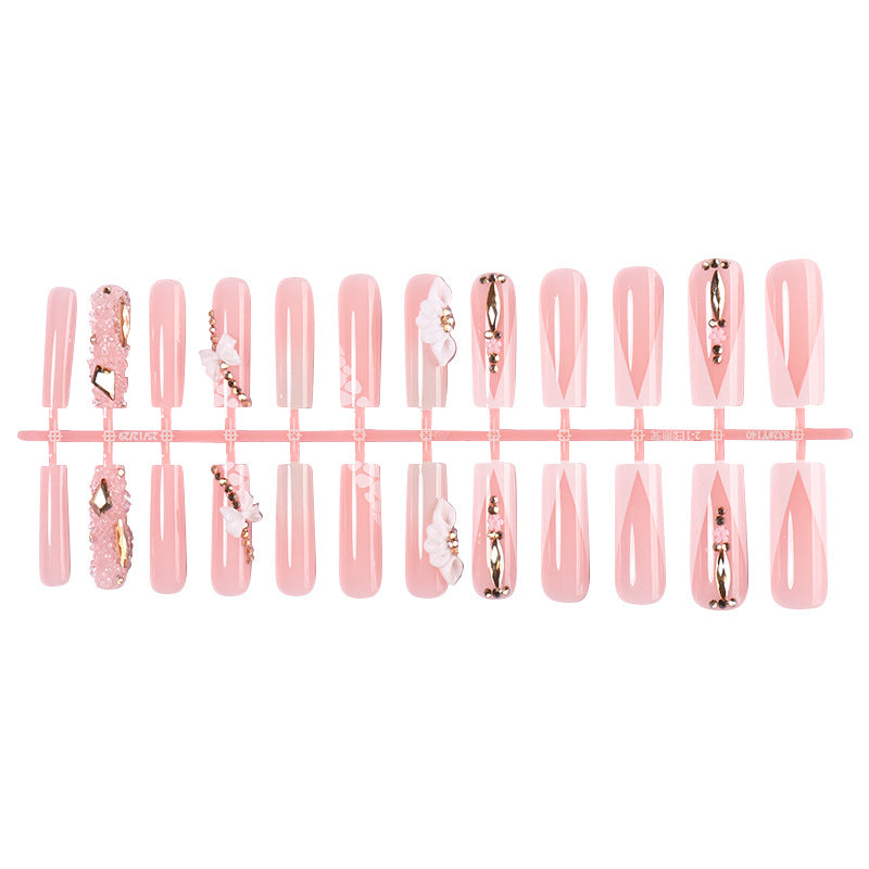 Decorative Artificial Nail Set with Floral and Gem Accents Bowlift