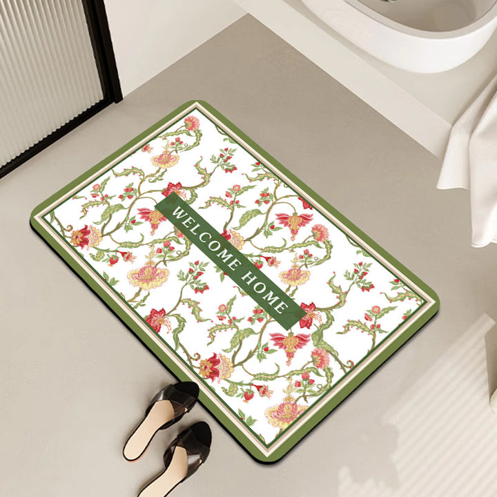 Vintage Floral Pattern Bath Mat Bowlift