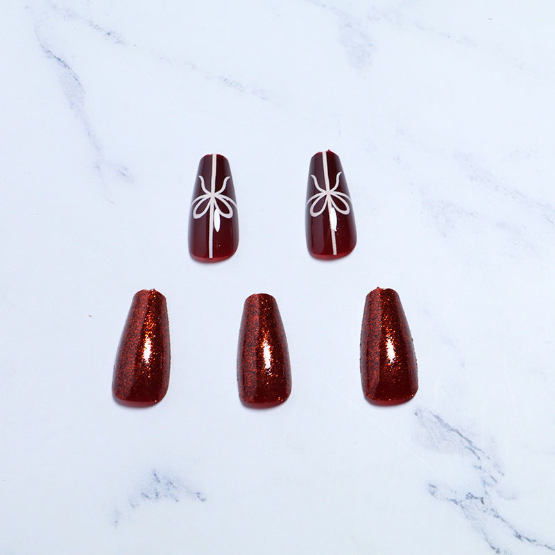 Artistic Glittery Press-On Nail Set Bowlift