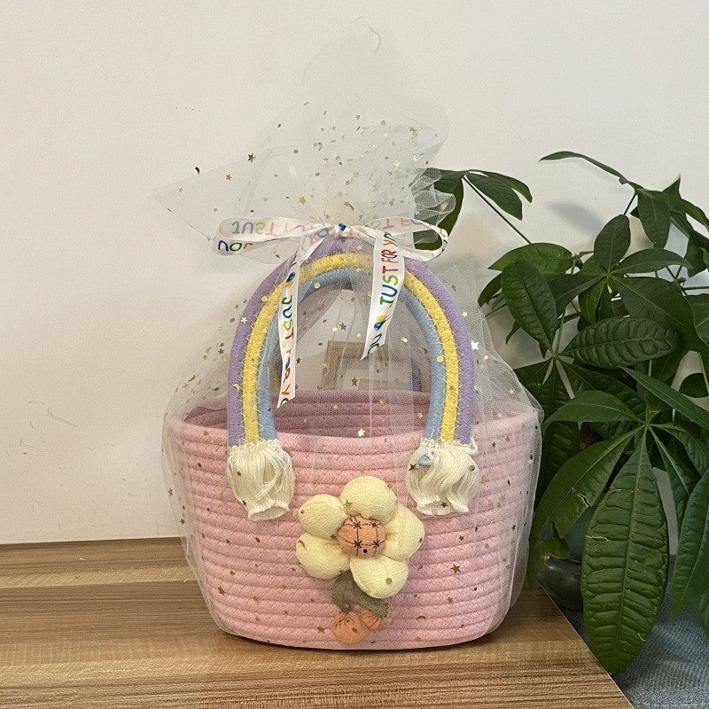 Women's handmade basket bag with color-coordinated handle accents Bowlift