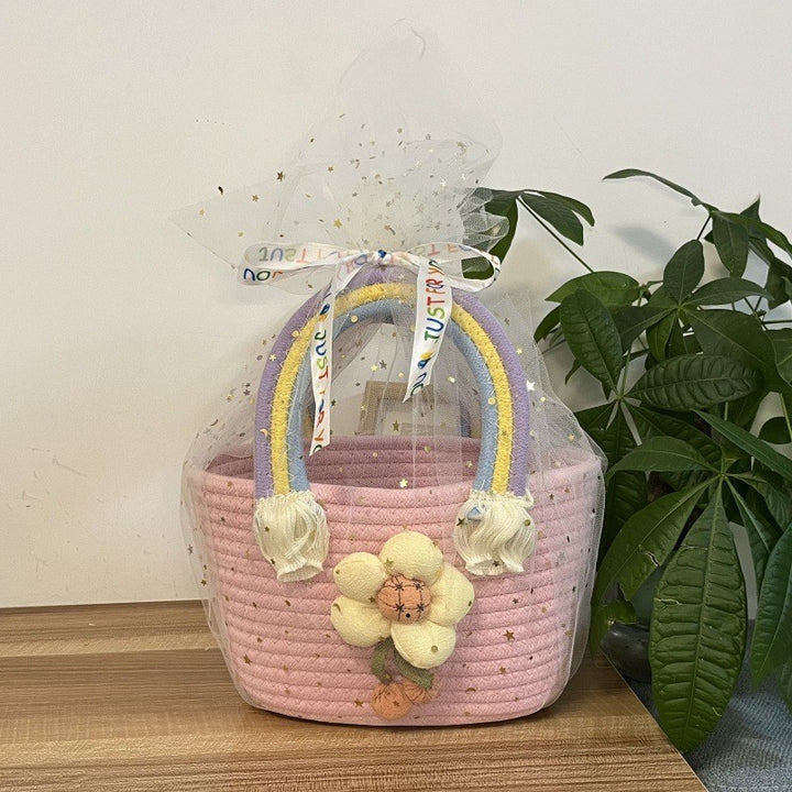 Women's handmade basket bag with color-coordinated handle accents Bowlift