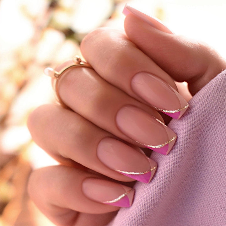 Decorative Press-On Nail Set with Stylish Geometric Design Bowlift