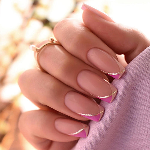 Decorative Press-On Nail Set with Stylish Geometric Design Bowlift