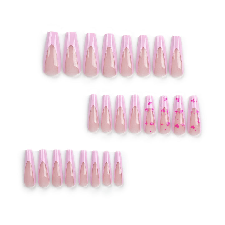Artful Nail Extensions with Heart-Shaped Accents Bowlift