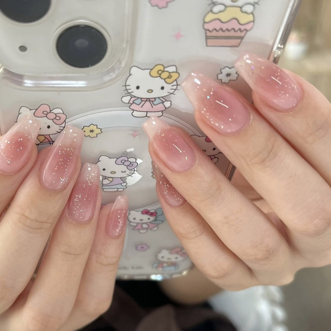 Artistic Nail Extensions with Glitter Accents Bowlift