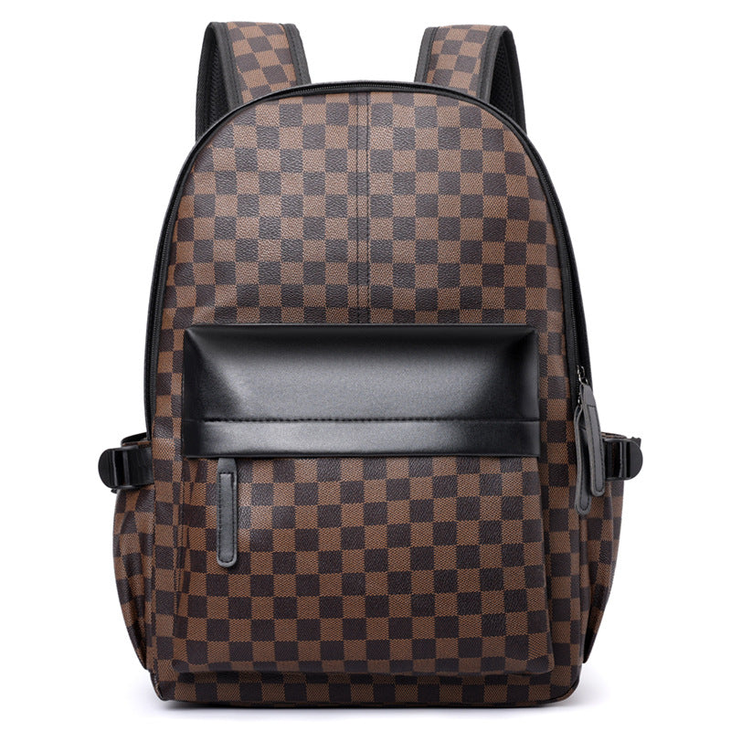 Stylish Checkerboard Pattern Backpack