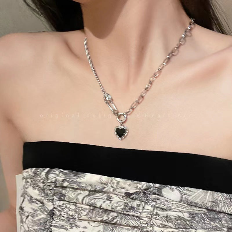Heart-Shaped Pendant Necklace with Chain Bowlift