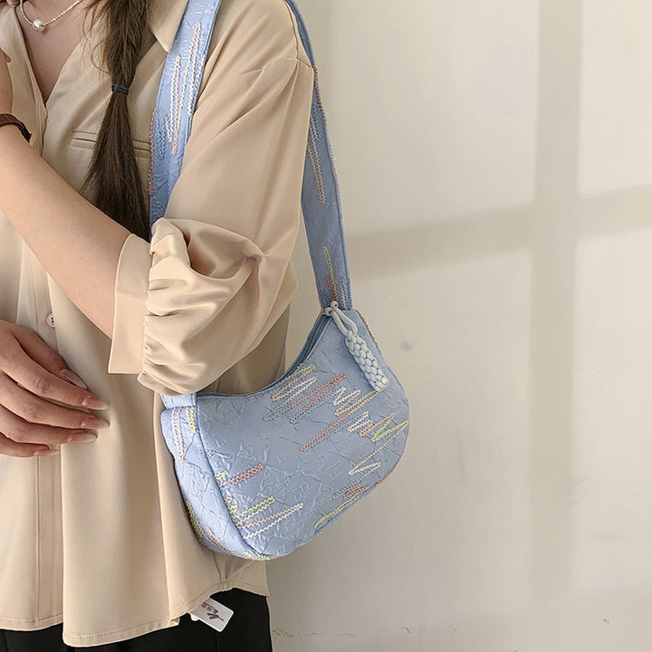 WoTextured Fabric Shoulder Bag Bowlift