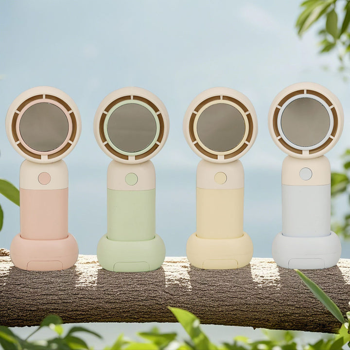 Women Portable Handheld Fan with Mirror Bowlift
