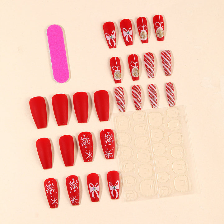 Festive Holiday-Themed Acrylic Nail Art Extensions Bowlift