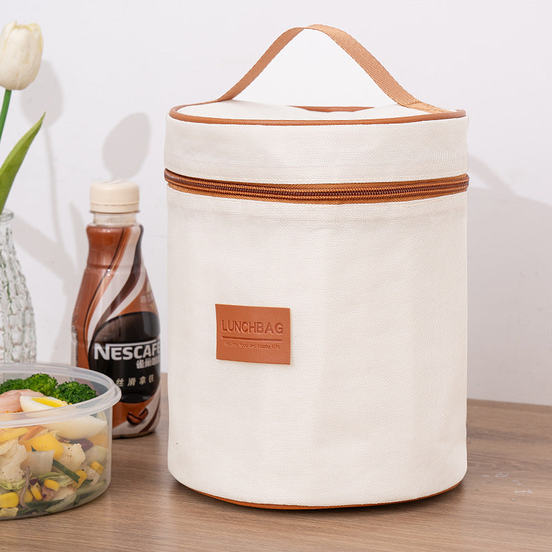Insulated Canvas Lunch Tote with Dual Handles and Side Pocket Bowlift