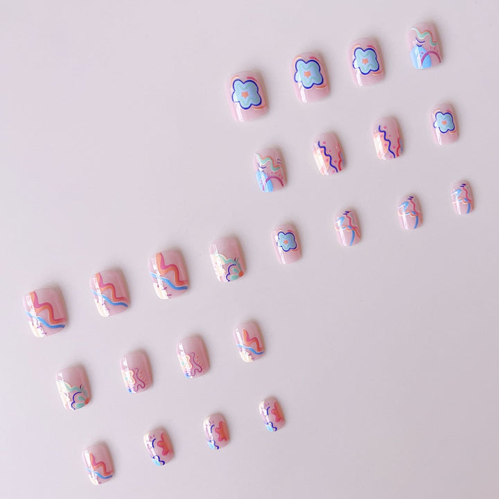 Nail art set with colorful neon-inspired design Bowlift