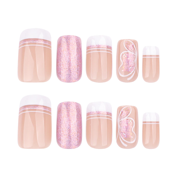 Artful Nail Art with Delicate Butterfly Motif Bowlift