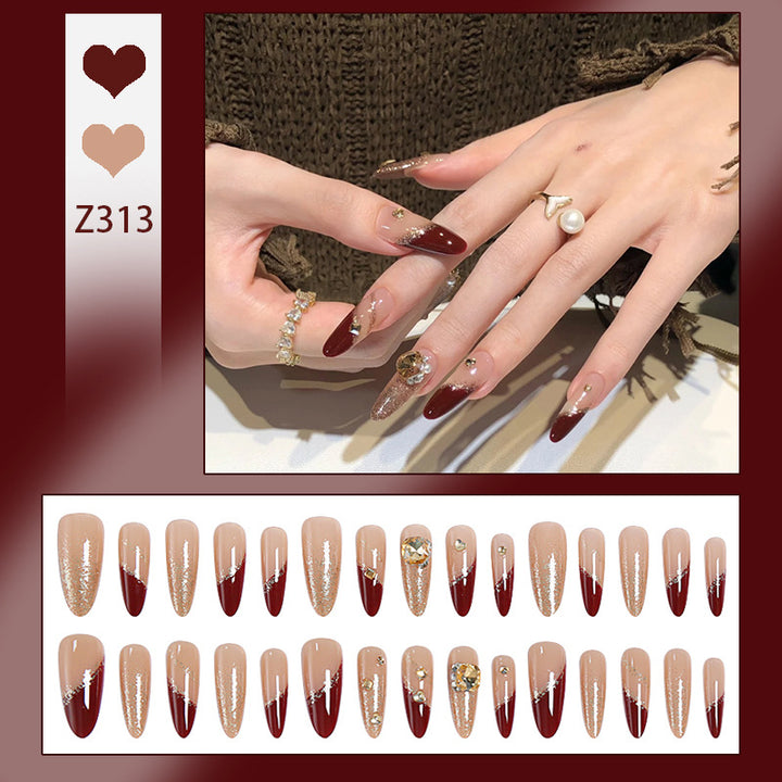 Acrylic nail set with elegant glitter design and exclusive embellishments Bowlift