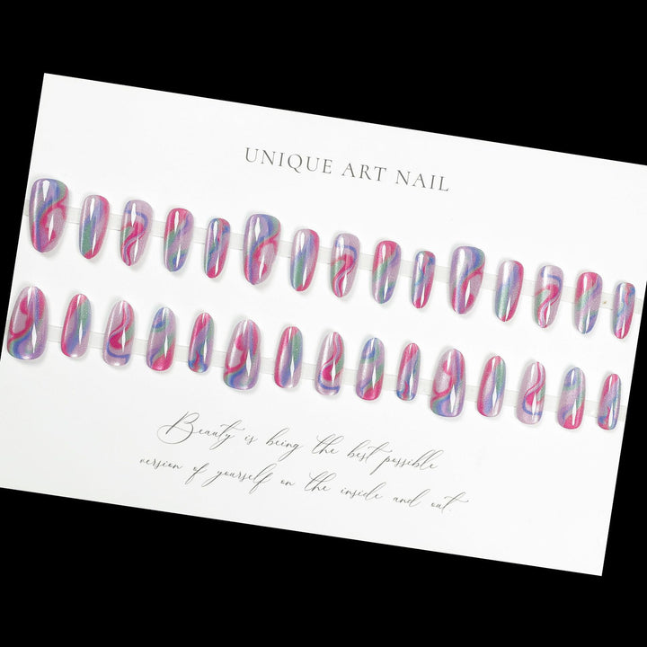 Marbled Fantasy Press-On Nail Tips Bowlift