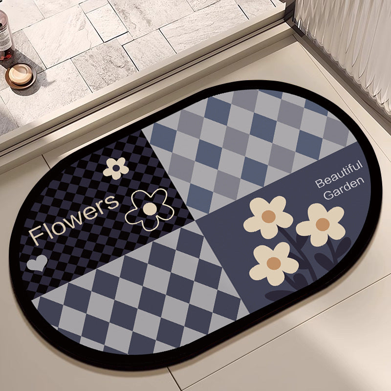 Floral Design Cotton Bath Mat Bowlift
