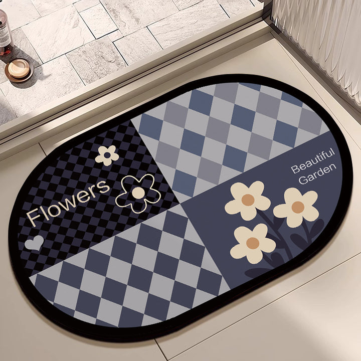 Floral Design Cotton Bath Mat Bowlift