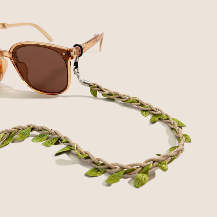 Decorative Leaf-Accented Eyewear Chain Bowlift