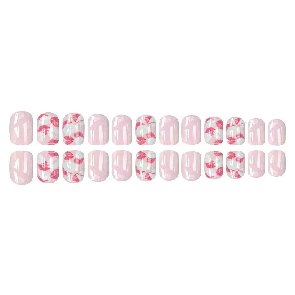 Artificial nail set with elegant flower design Bowlift
