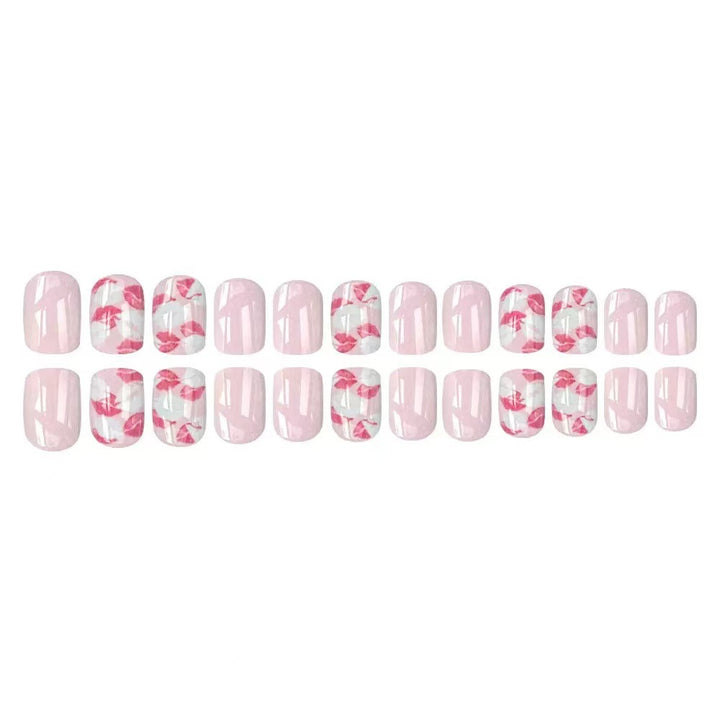 Artificial nail set with elegant flower design Bowlift