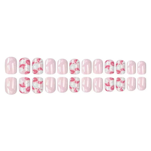 Artificial nail set with elegant flower design Bowlift