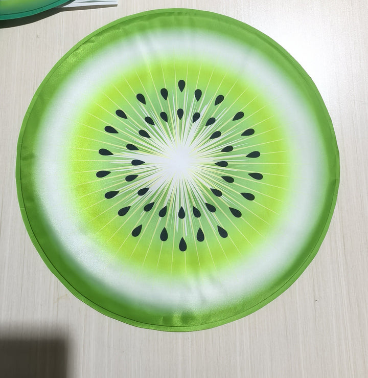 Unisex nano round beach towel made of microfiber with citrus slice pattern and sand-free design Bowlift