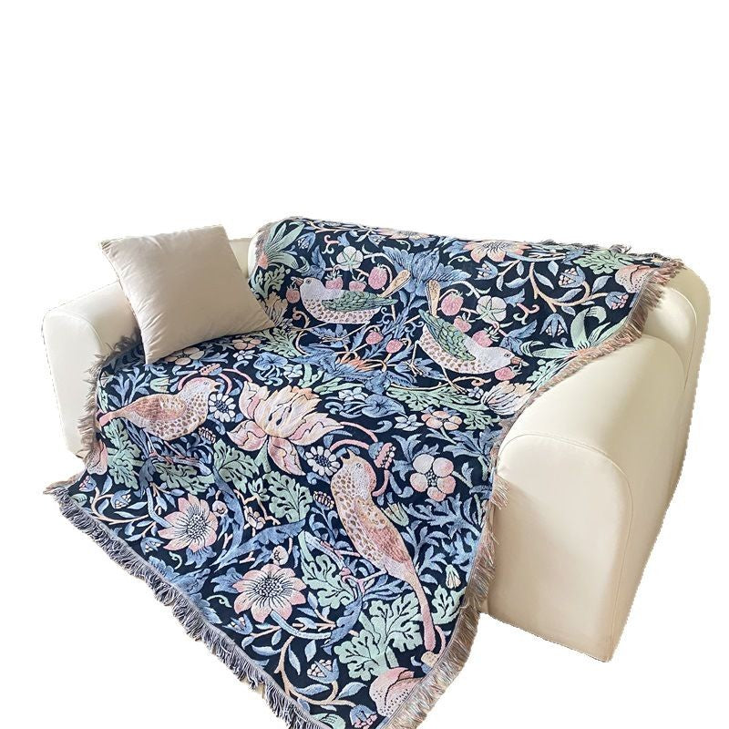 Woven Floral Tapestry Blanket