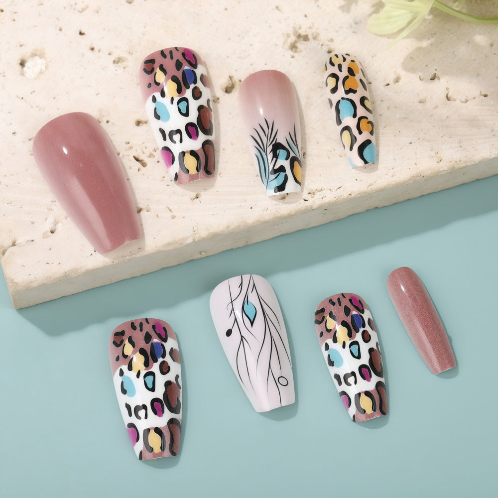 Creative Nail Art Set with Leopard and Flower Patterns Bowlift