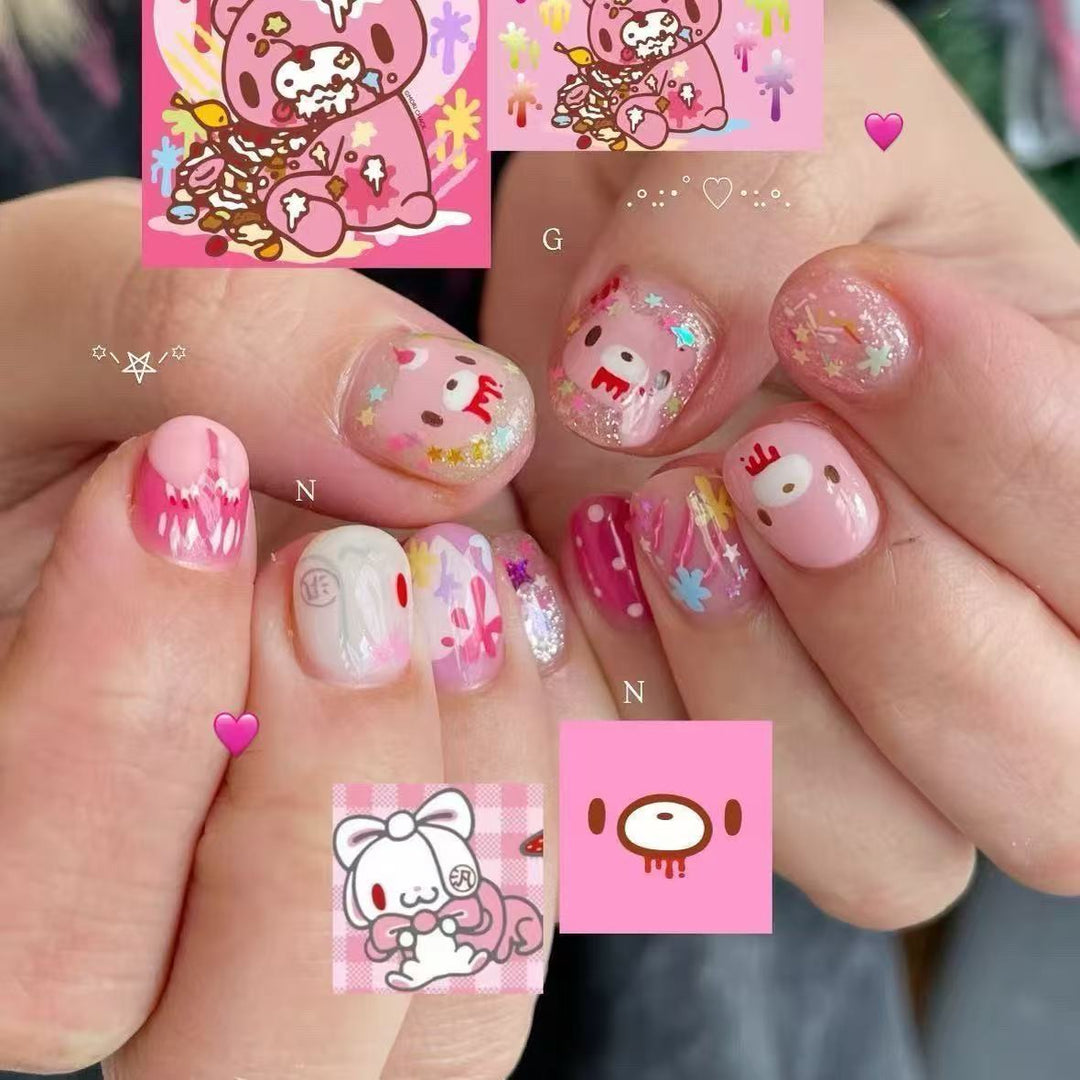 Cute Character Press-On Nail Art Set Bowlift