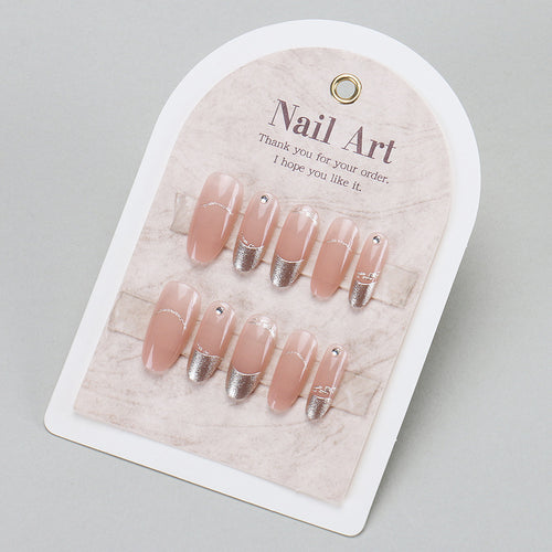 Elegant Press-On Nail Set with Glittery Tips Bowlift