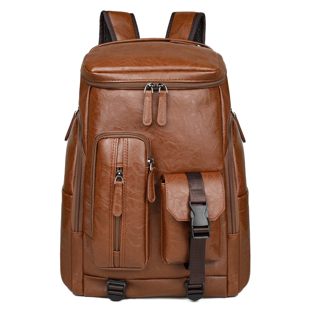 Stylish Multi-Pocket Faux Leather Laptop Backpack