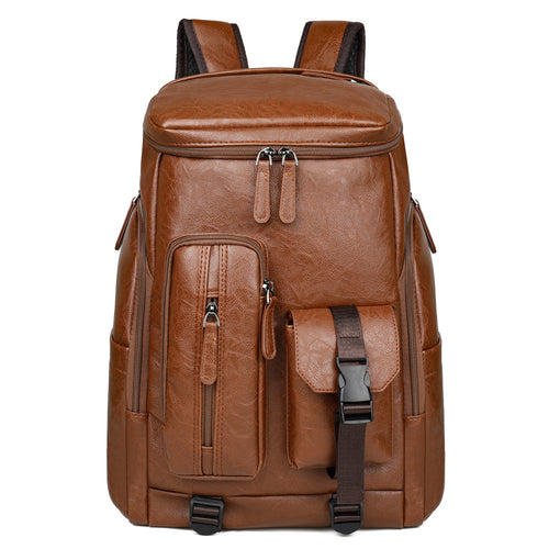 Stylish Multi-Pocket Faux Leather Laptop Backpack