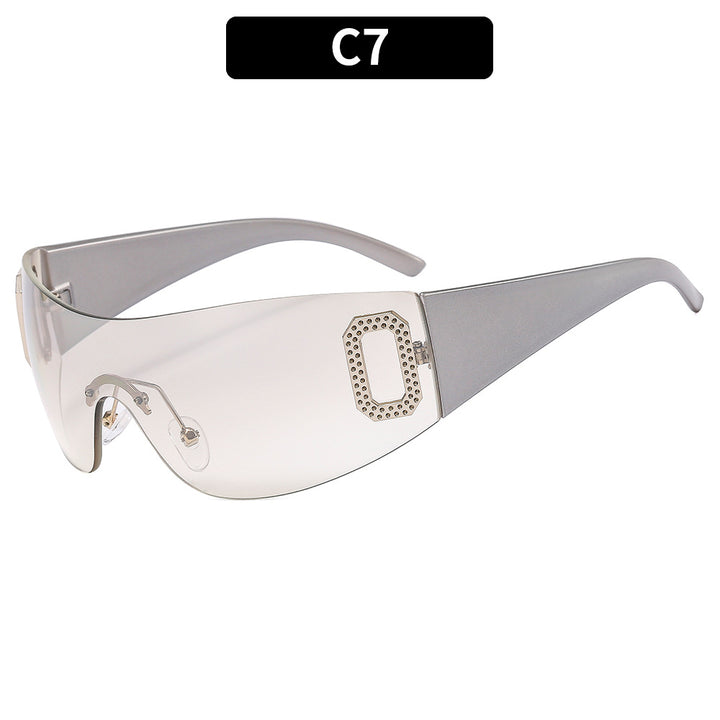 Oversized Shield Sunglasses with Decorative Accent