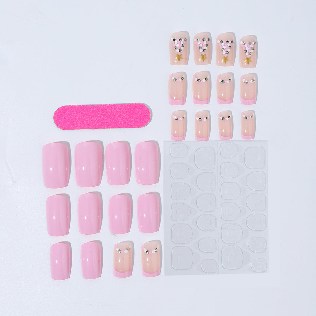 Artificial nail set with festive Christmas tree design and glitter decorations Bowlift